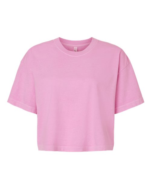 Women's Garment-Dyed Heavyweight Cropped Tee - Faded Powder Pink Front