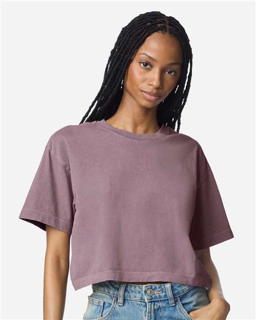 Women's Garment-Dyed Heavyweight Cropped Tee - Faded Smokey Violet Front