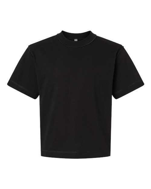 Unisex Heavyweight Cotton Mid-Length Tee - Black Front