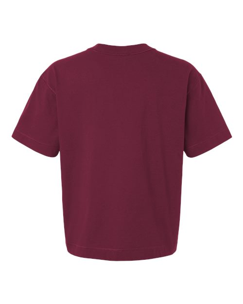 Unisex Heavyweight Cotton Mid-Length Tee - Burgundy Back