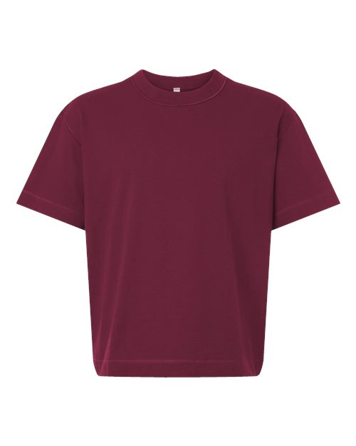 Unisex Heavyweight Cotton Mid-Length Tee - Burgundy Front