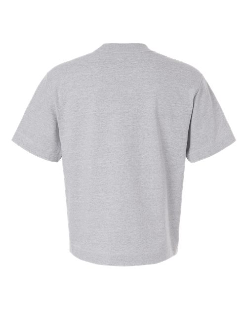 Unisex Heavyweight Cotton Mid-Length Tee - Heather Grey Back