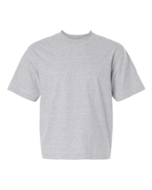 Unisex Heavyweight Cotton Mid-Length Tee - Heather Grey Front