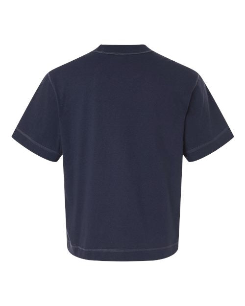 Unisex Heavyweight Cotton Mid-Length Tee - Navy Back