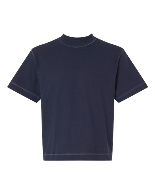 Unisex Heavyweight Cotton Mid-Length Tee - Navy Front