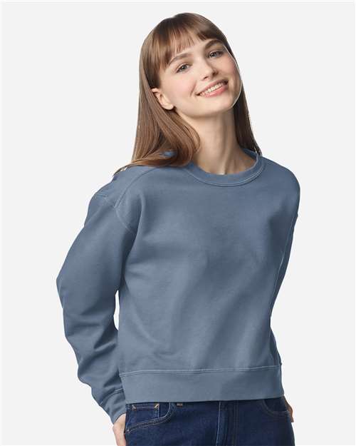 Comfort Colors Women's Garment-Dyed Mid-Length Crewneck Sweatshirt - Model Front