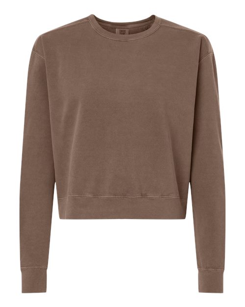 Women's Garment-Dyed Mid-Length Crewneck Sweatshirt - Espresso Front