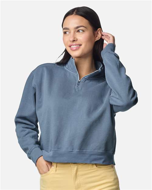 Comfort Colors Women's Garment-Dyed Mid-Length Quarter-Zip Sweatshirt - Model Front