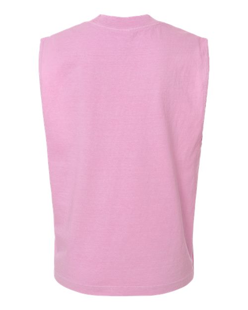 Unisex Heavyweight Cotton Garment-Dyed Mid-Length Muscle Tee - Faded Powder Pink Back