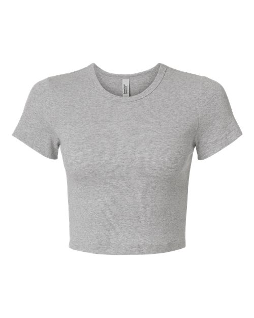 Women's Baby Rib Cropped Tee - Heather Grey Front