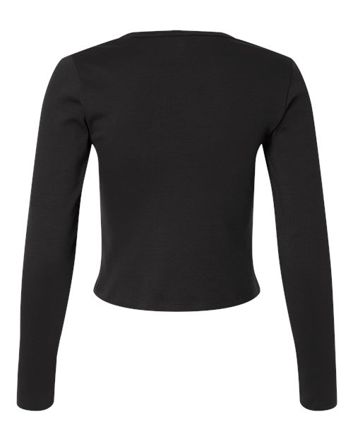 Women's Baby Rib Long Sleeve Cropped Tee - Black Back