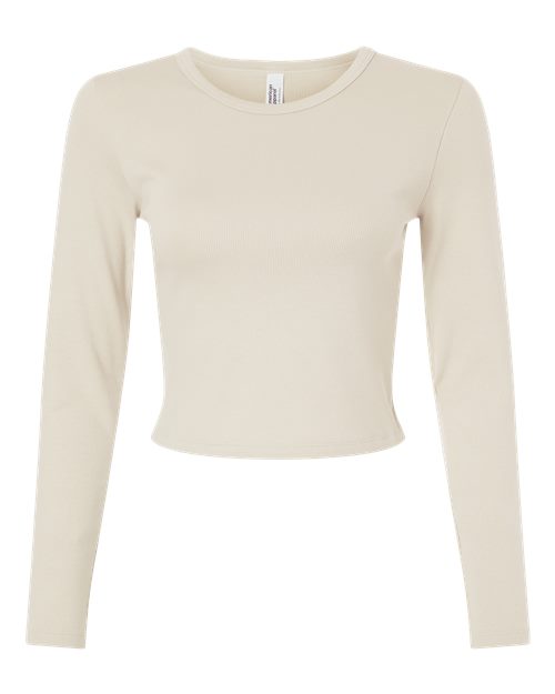 Women's Baby Rib Long Sleeve Cropped Tee - Bone Front