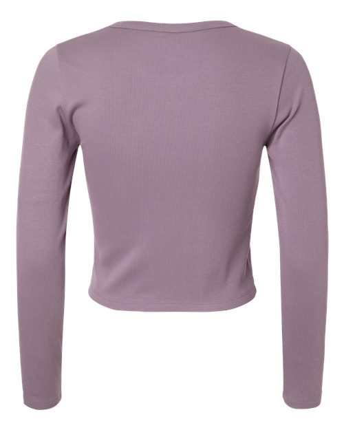 Women's Baby Rib Long Sleeve Cropped Tee - Smokey Violet Back