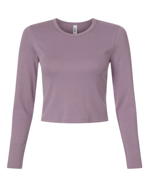 Women's Baby Rib Long Sleeve Cropped Tee - Smokey Violet Front