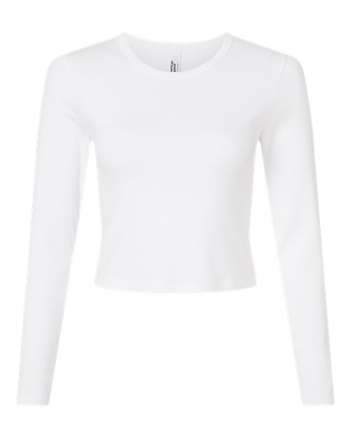 Women's Baby Rib Long Sleeve Cropped Tee - White Front