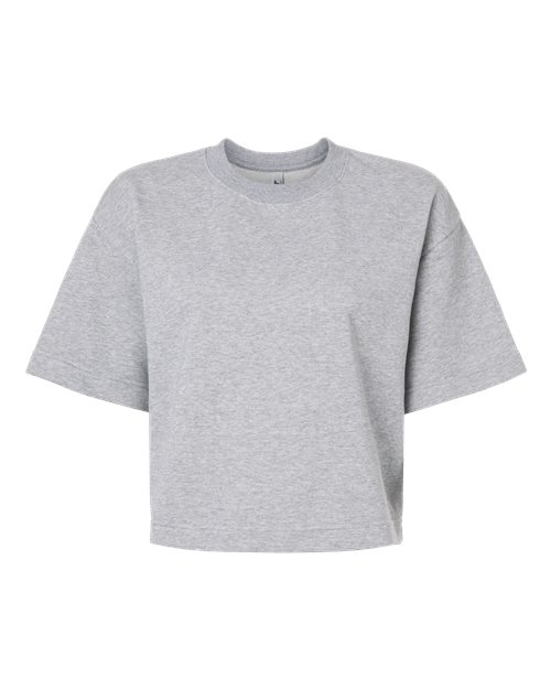 Women's French Terry Mid-Length Boxy Top - Heather Grey Front