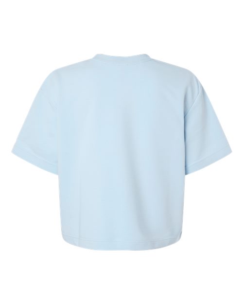Women's French Terry Mid-Length Boxy Top - Powder Blue Back