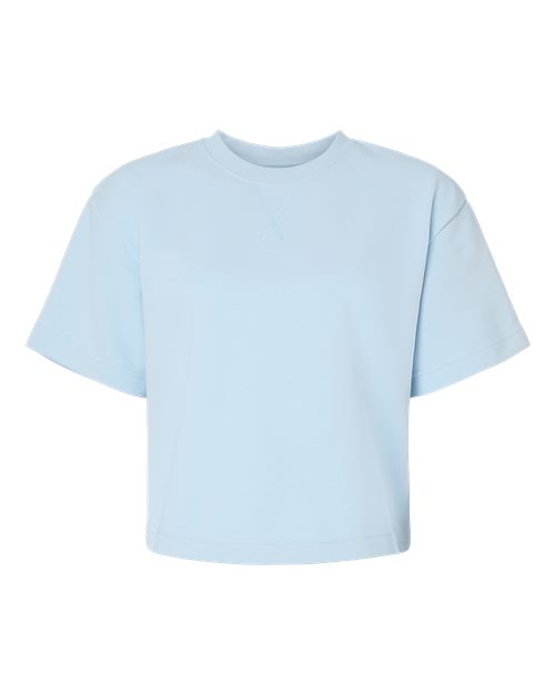 Women's French Terry Mid-Length Boxy Top - Powder Blue Front