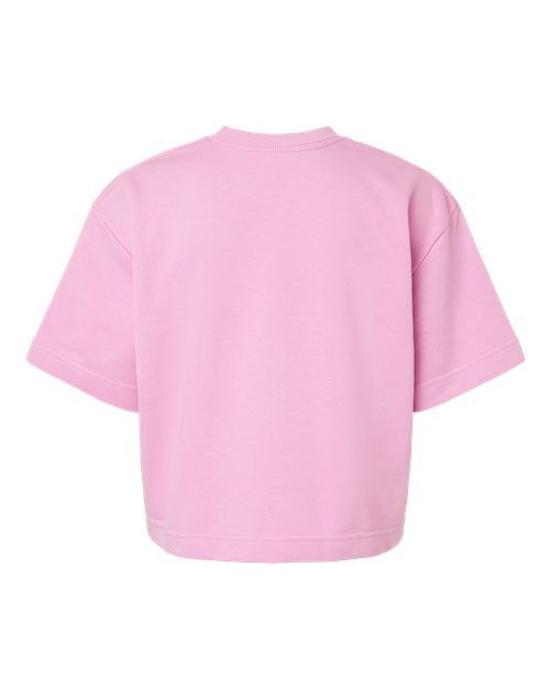 Women's French Terry Mid-Length Boxy Top - Powder Pink Back