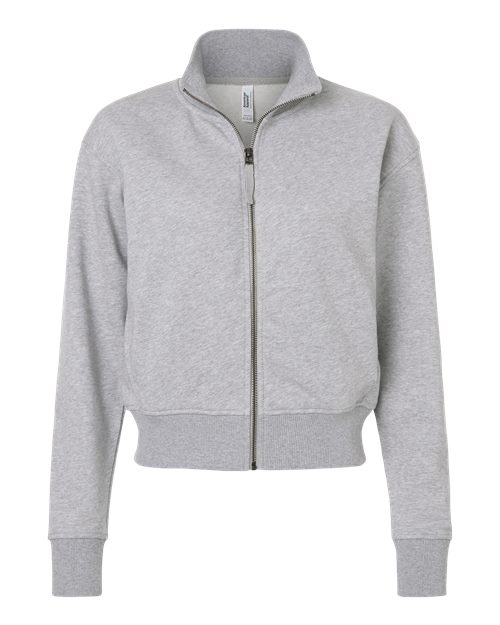 Women's French Terry Full-Zip Jacket - Heather Grey Front