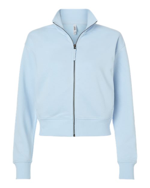 Women's French Terry Full-Zip Jacket - Powder Blue Front