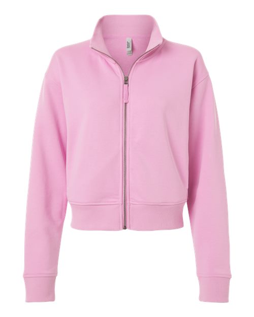Women's French Terry Full-Zip Jacket - Powder Pink Front