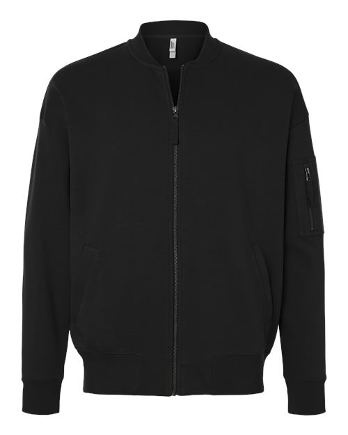Unisex French Terry Bomber Jacket - Black Front