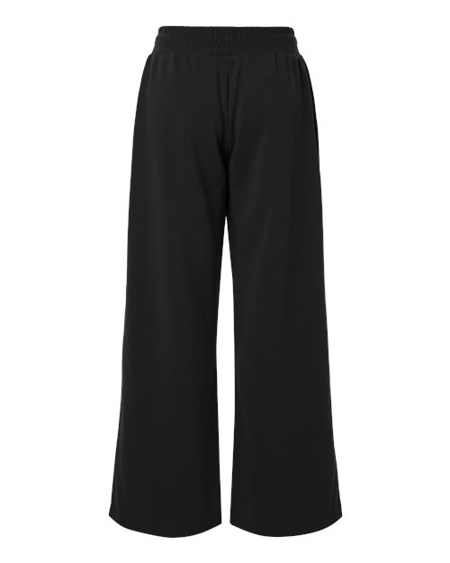 Women's French Terry Wide Leg Pants - Black Back