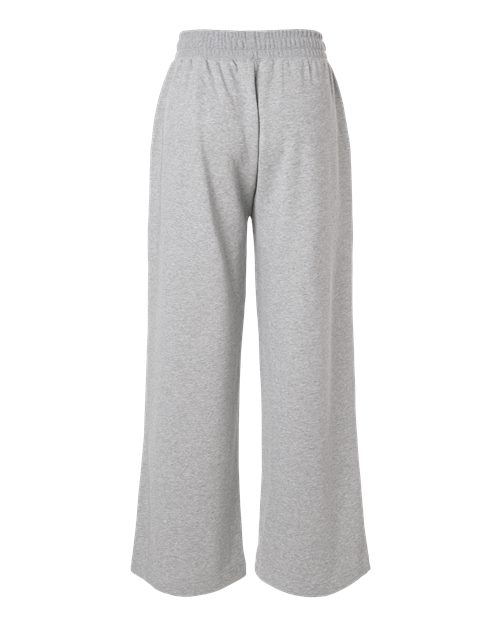 Women's French Terry Wide Leg Pants - Heather Grey Back