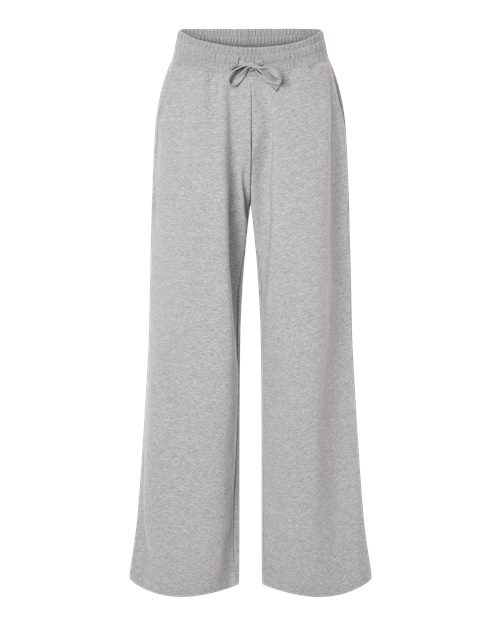 Women's French Terry Wide Leg Pants - Heather Grey Front