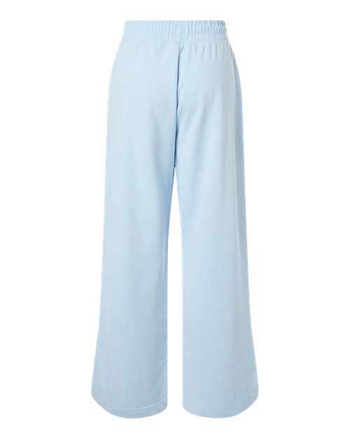 Women's French Terry Wide Leg Pants - Powder Blue Back