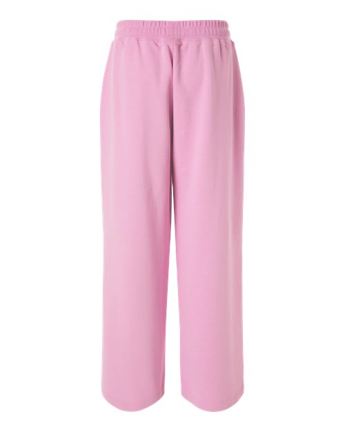 Women's French Terry Wide Leg Pants - Powder Pink Back