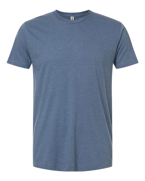 Unisex Fine Jersey T-Shirt - Heather Indigo Blue Front