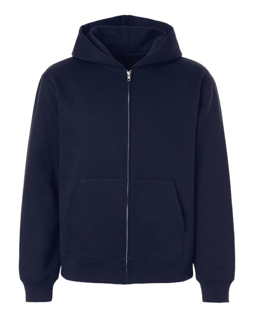 Unisex 10 oz Full-Zip Hoodie Sweatshirt - Navy Front
