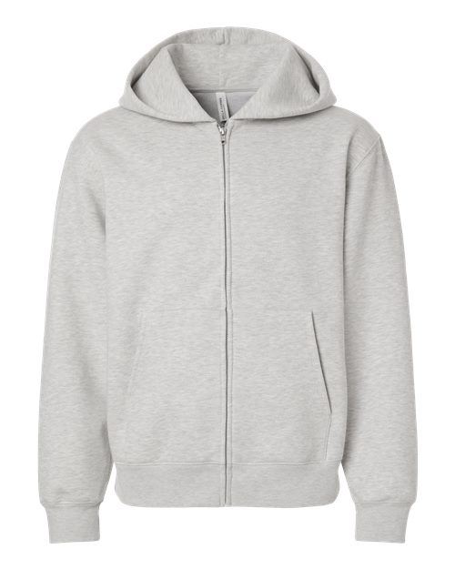 Unisex 10 oz Full-Zip Hoodie Sweatshirt - Vintage Heather Grey Front