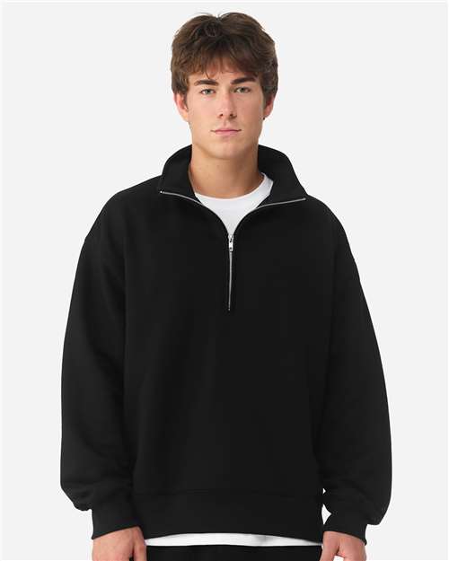 Unisex 10 oz Quarter-Zip Pullover Sweatshirt - Black Front