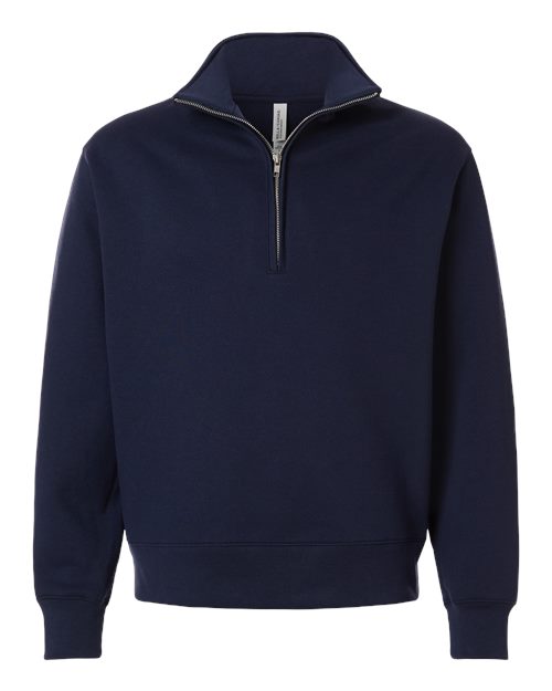 Unisex 10 oz Quarter-Zip Pullover Sweatshirt - Navy Front