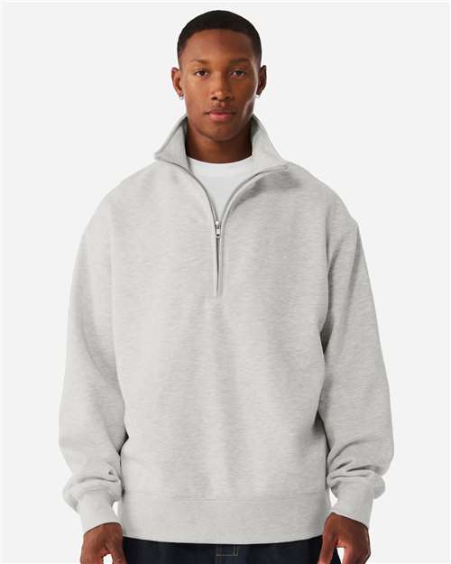 Unisex 10 oz Quarter-Zip Pullover Sweatshirt - Vintage Heather Grey Front
