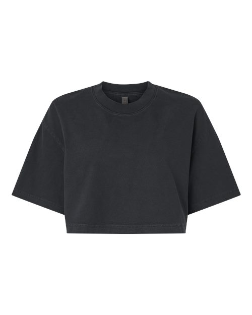 Women's Garment-Dyed Cropped Tee - Washed Black Front