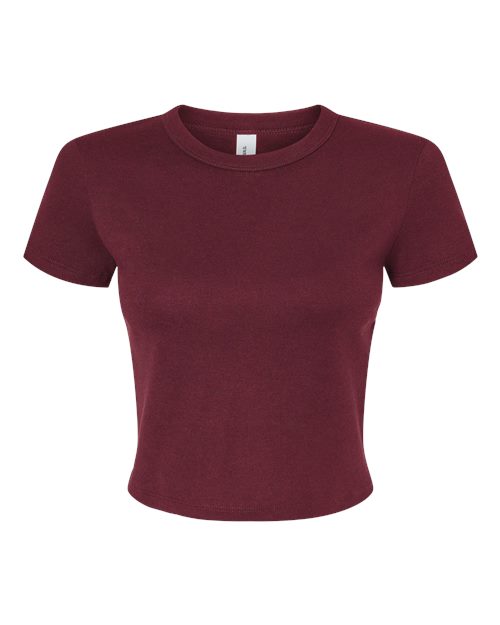 Women's Micro Rib Baby Tee - Solid Maroon Blend Front