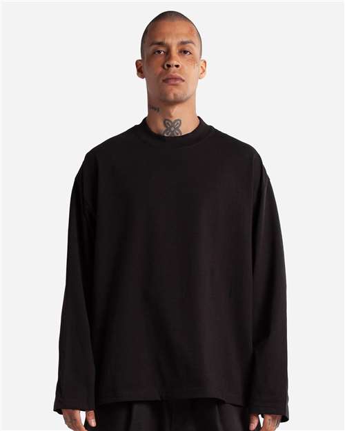Unisex Max Heavyweight Oversized Long Sleeve T-Shirt - Black Front