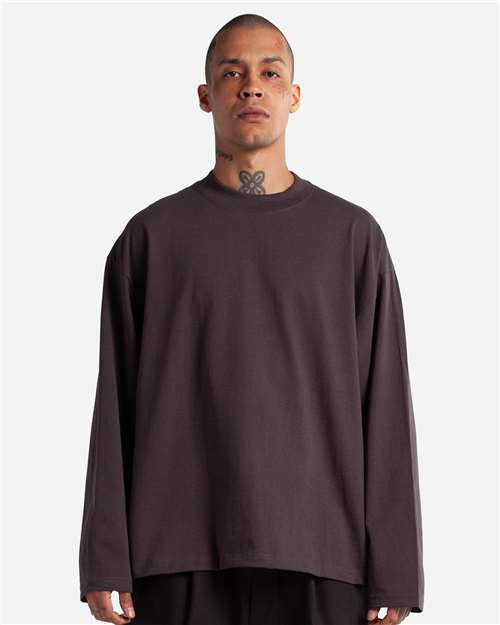 Unisex Max Heavyweight Oversized Long Sleeve T-Shirt - Off Black Front