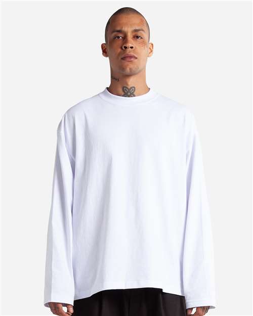 Unisex Max Heavyweight Oversized Long Sleeve T-Shirt - White Front