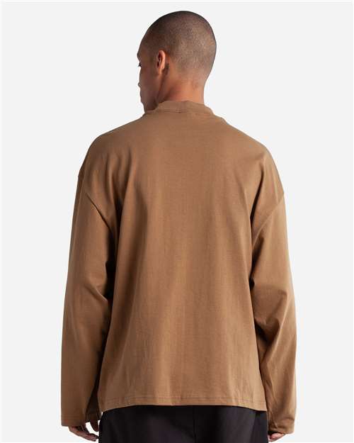 Unisex Max Heavyweight Oversized Long Sleeve T-Shirt - Latte Back