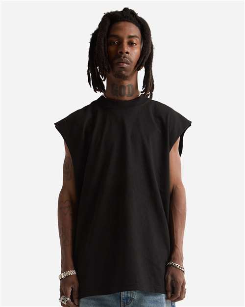 Unisex Garment-Dyed Muscle Tee - Black Front