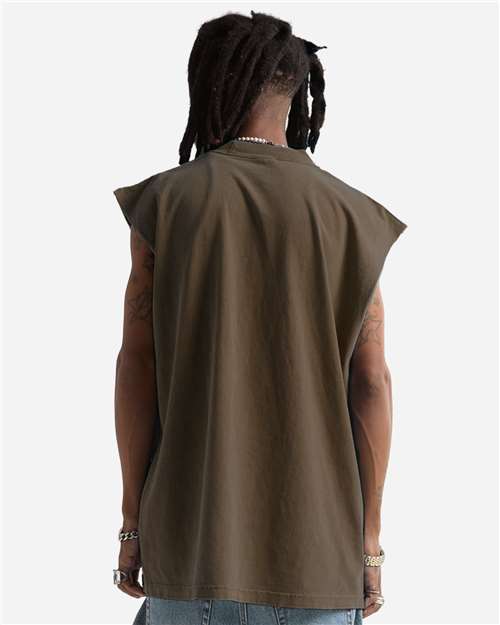Unisex Garment-Dyed Muscle Tee - Mocha Back