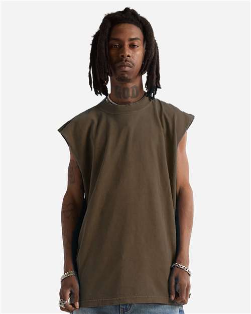 Unisex Garment-Dyed Muscle Tee - Mocha Front