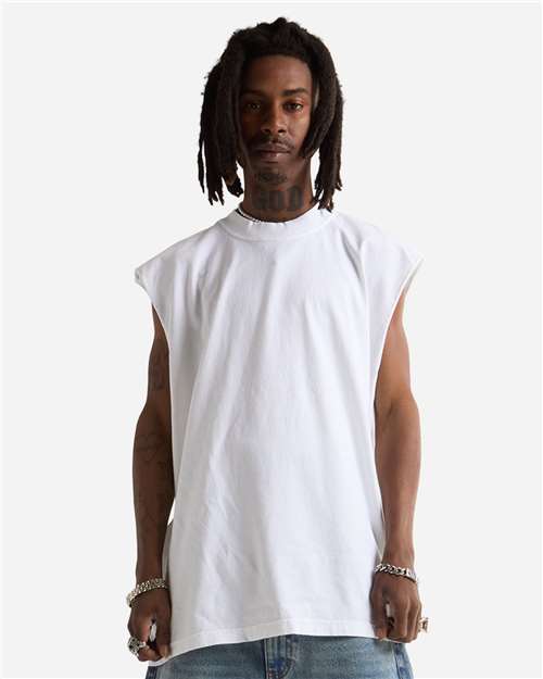 Unisex Garment-Dyed Muscle Tee - White Front