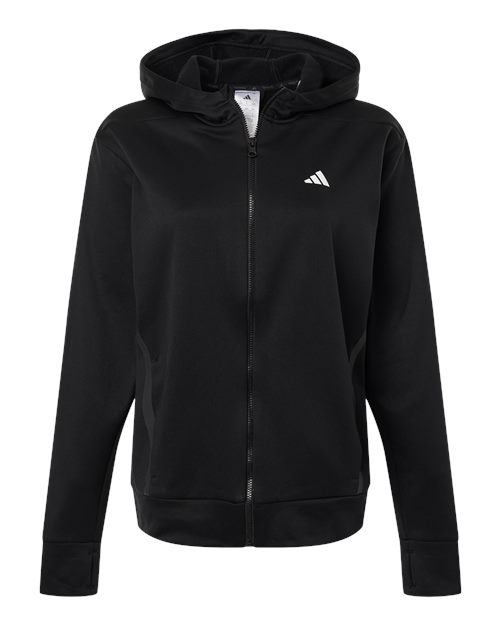Women's Game & Go Fleece Full-Zip Hooded Sweatshirt - Black/ White Front