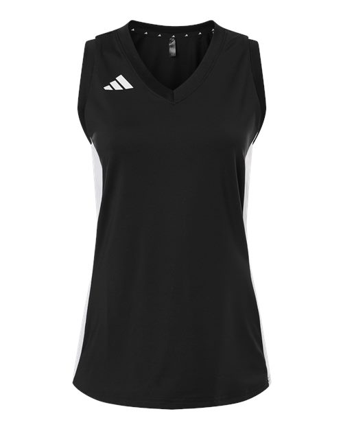 Women's Quickset V-Neck Sleeveless Jersey - Black/ White Front